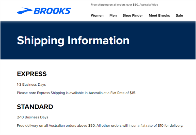 Brooks offering free shipping