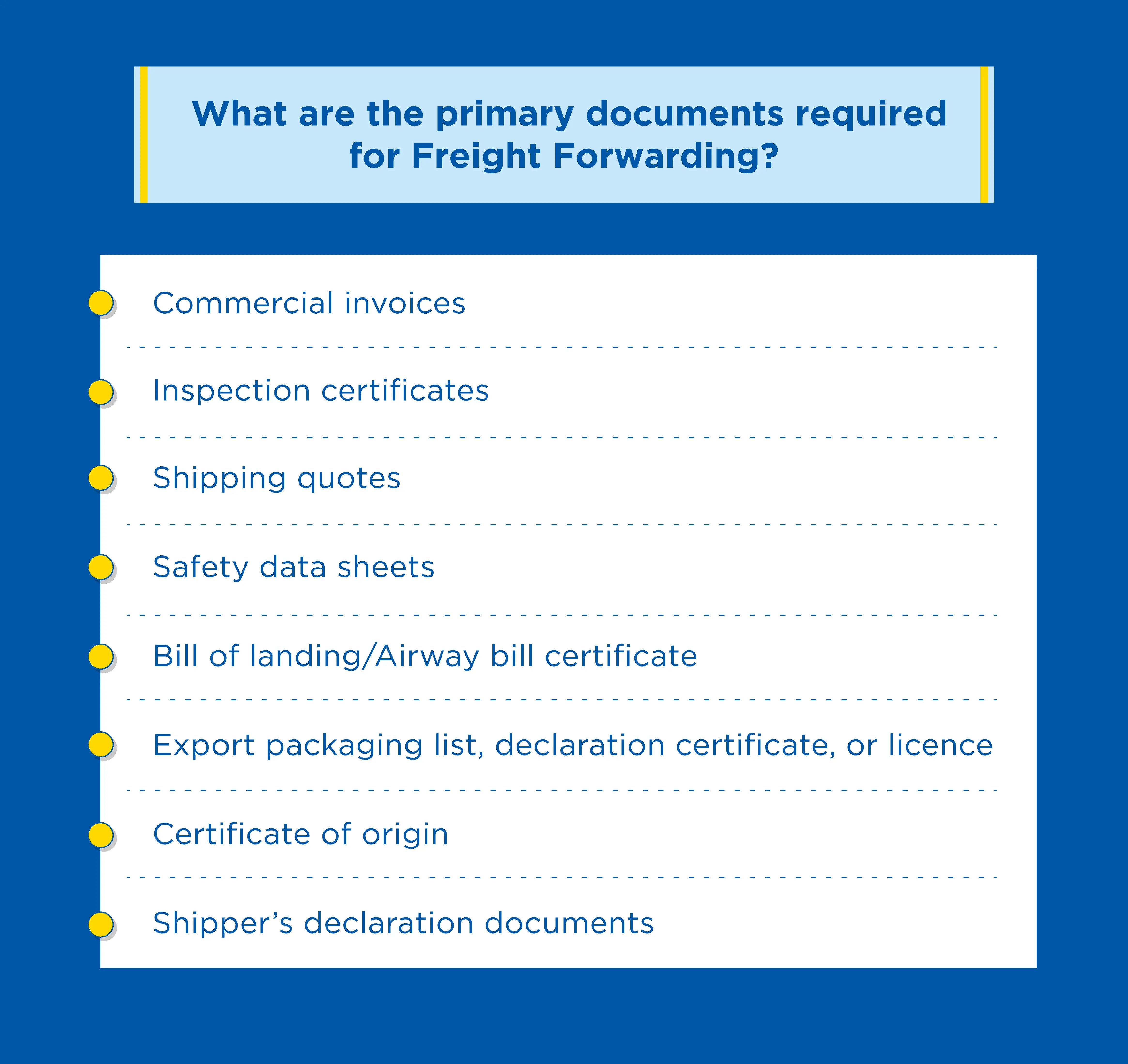 What-are-the-primary-documents-required-for-freight-forwarding
