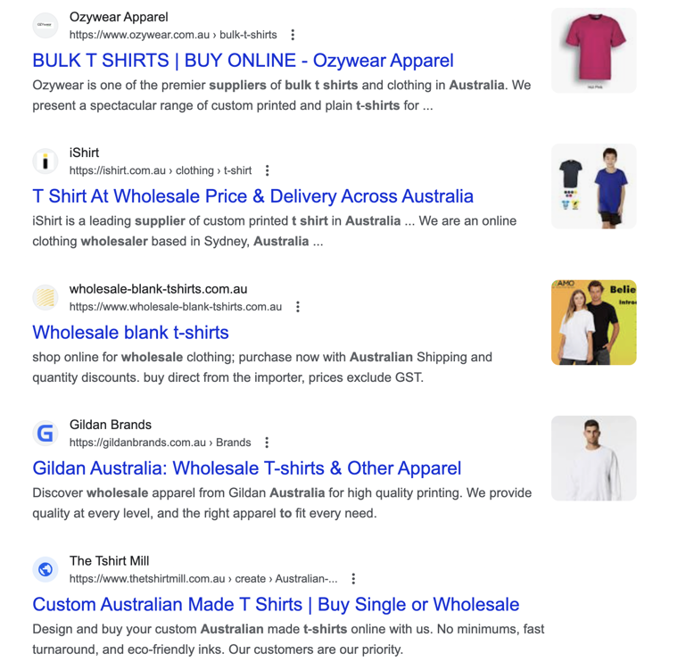 Keyword search on Google to find suppliers